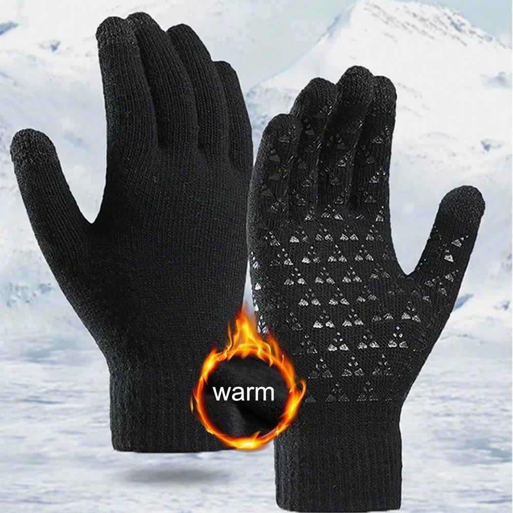 1 pair Winter Outdoor Skiing Gloves with Mobile Phone Touch Screen Operation Women Men Warm Winter Touch Screen Knitted Gloves