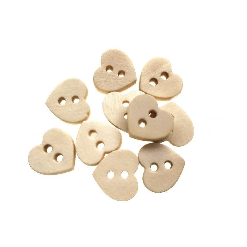 100PCS 12MM Wooden Holes Wood Love Heart Wooden Button, Clothes DIY Sewing Accessory Decor Sewing Buttons