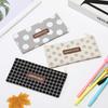 Canvas Pencil Case Aesthetic Geometric Pattern Smooth Sturdy Zipper Portable Large Capacity for Office Workers Stationery Organizer