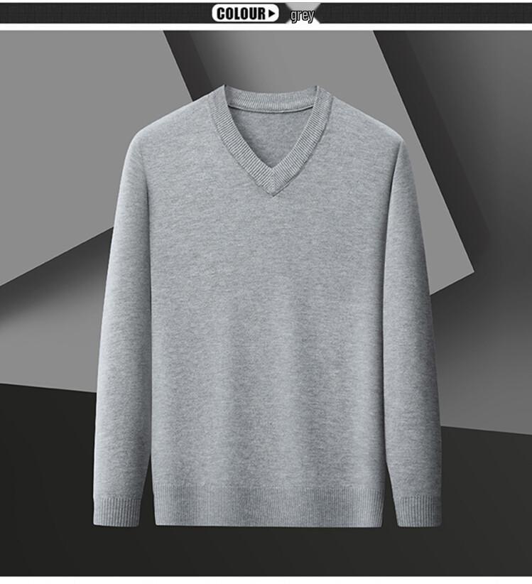 Men's Wool V-Neck Sweater - Spring/Autumn Knitwear for Middle-Aged Men - Warm Base Layer