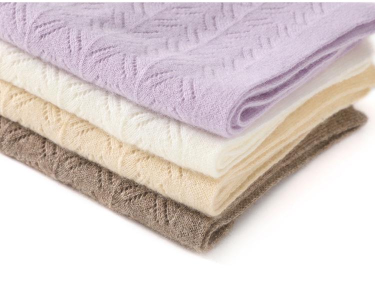 Women's Soft Cashmere Scarf: Cozy, Hollow Design for Fall/Winter. Versatile, Solid Color, Korean Style Knit Shawl.