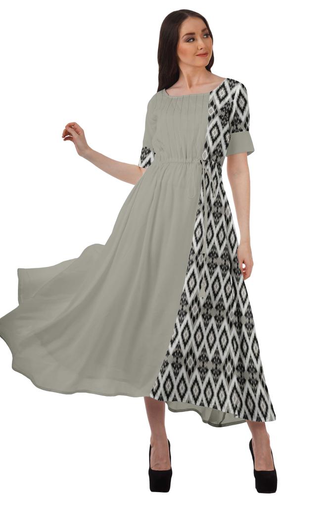 Moomaya Sukienka z krótkim rękawem, wizytowa, wiskozowa santoon, z dekoltem scoop dla