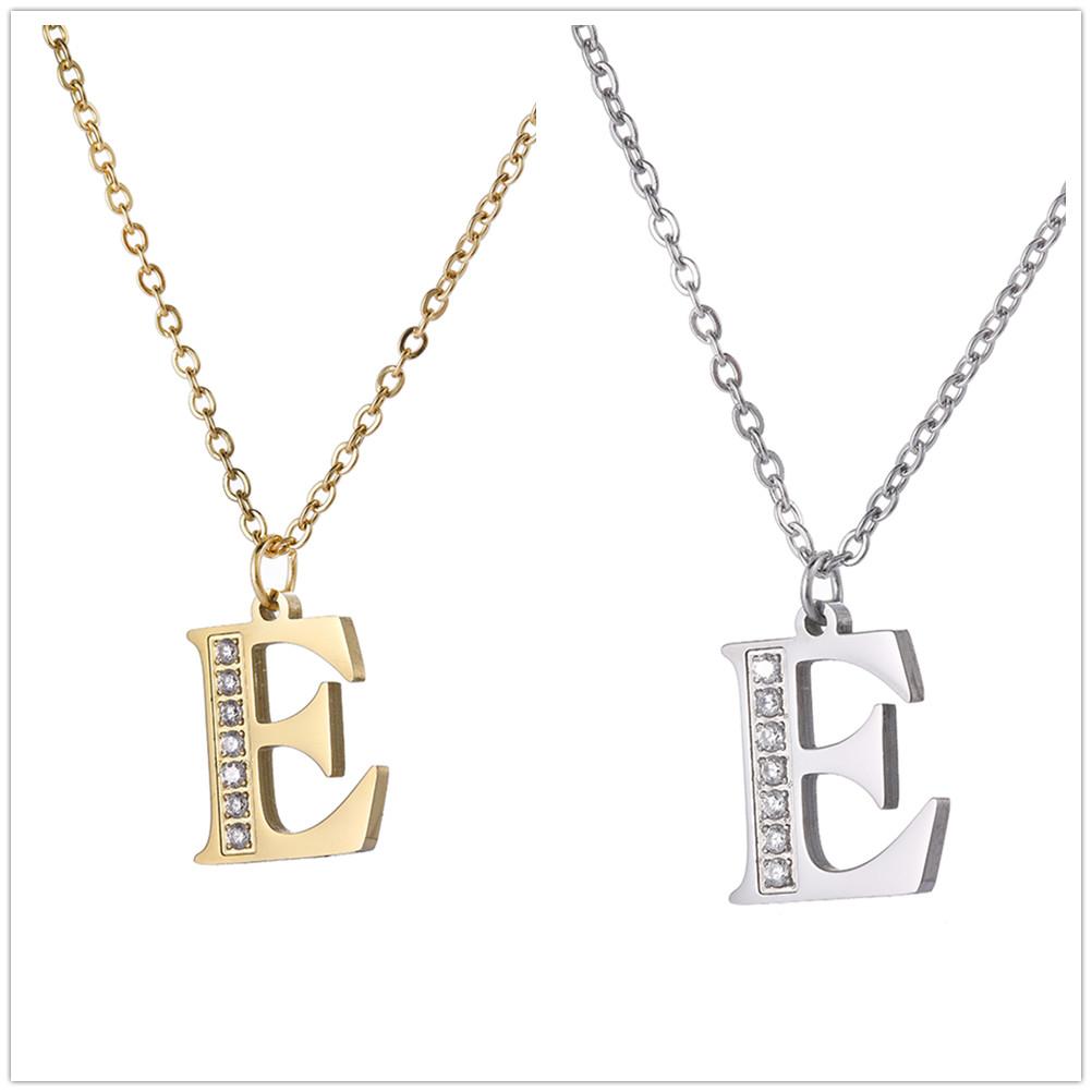 My Shape A-Z Letters Necklaces Girls Initials Alphabet Gold Color Chains Stainless Steel Rhinestone Name Pendant Choker Jewelry