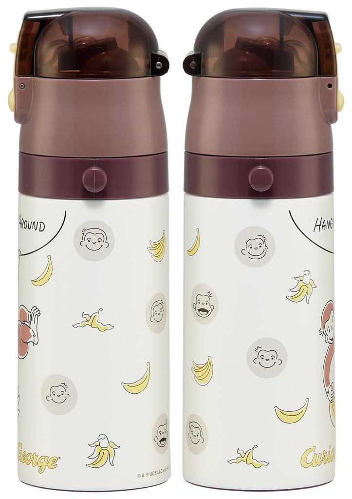 Skater Stainless Steel Water Bottle Straw Drinking 400ml Cup Drinking 350ml Lightweight Type Curious George 25 Small Capacity Type Waterbottle Sports