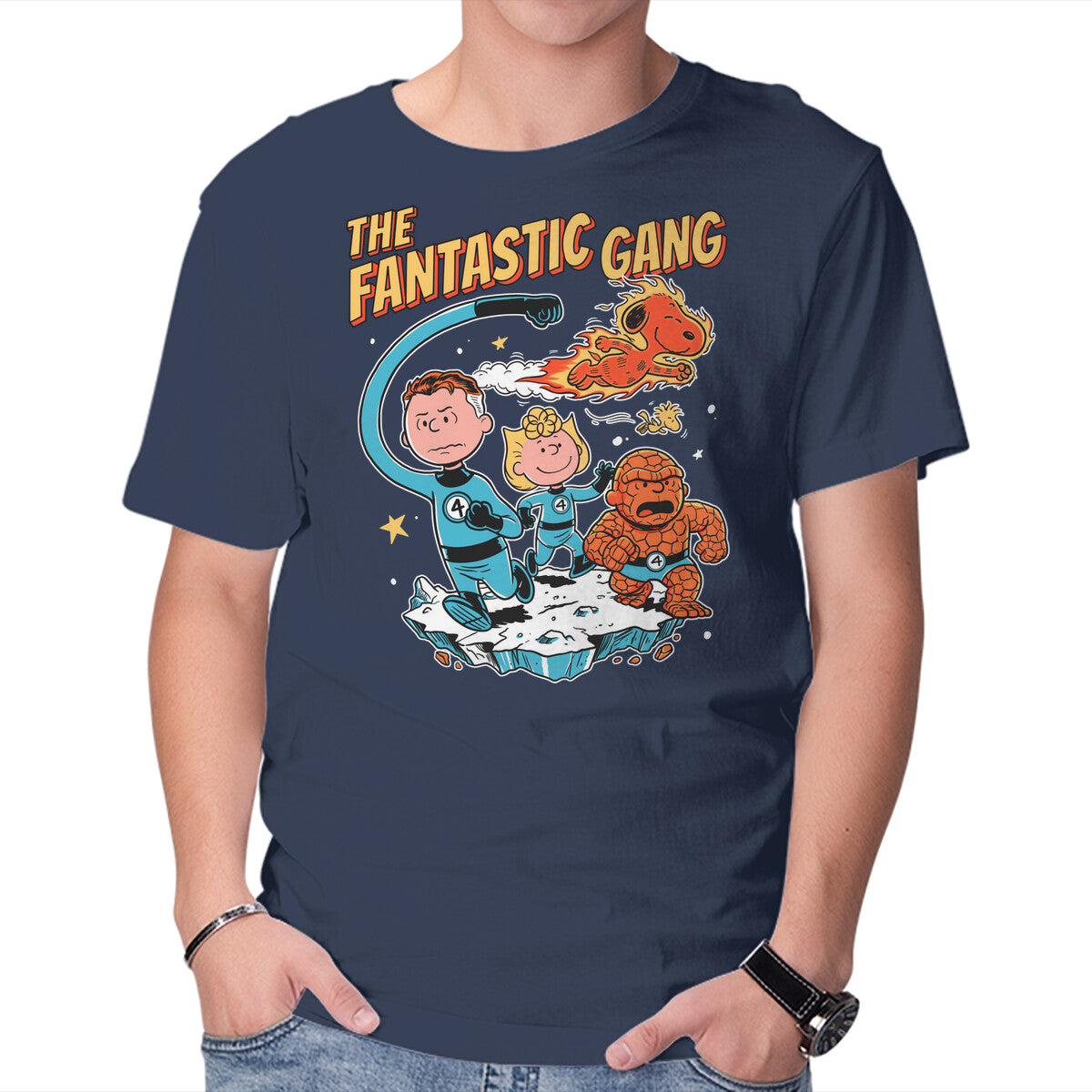 Unisex Crew Neck T-Shirt The Fantastic Gang Graphic Short Sleeve Casual Tee XXXXL