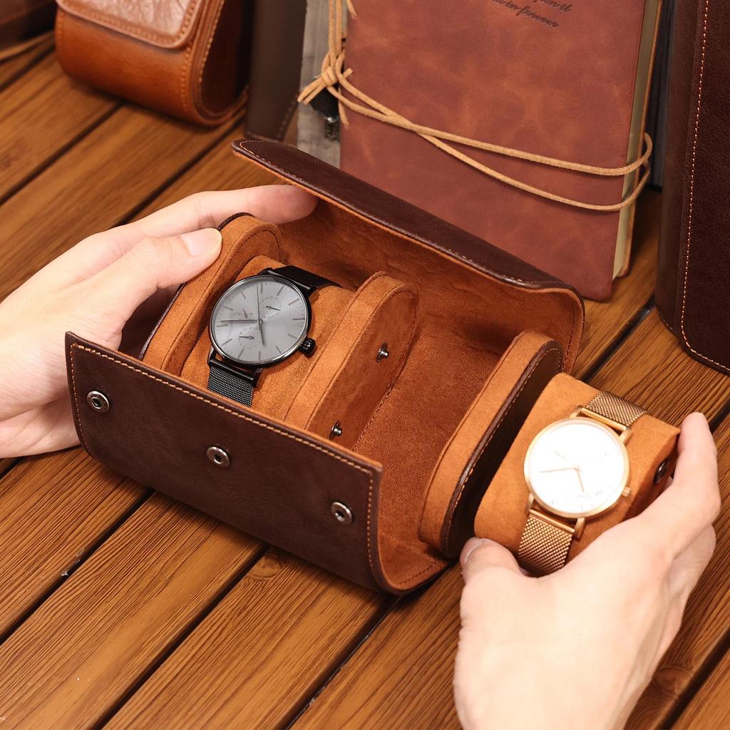 Premium Genuine Cowhide Watch Box: Dustproof, Shockproof, Removable Storage for Mechanical Watches