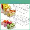 Bin 4 Refrigerator Grids Organizer Clear Food Storage Box Fridge Organizer Bins With Vegetable Fruit Pantry Organization Kitchen Accessories