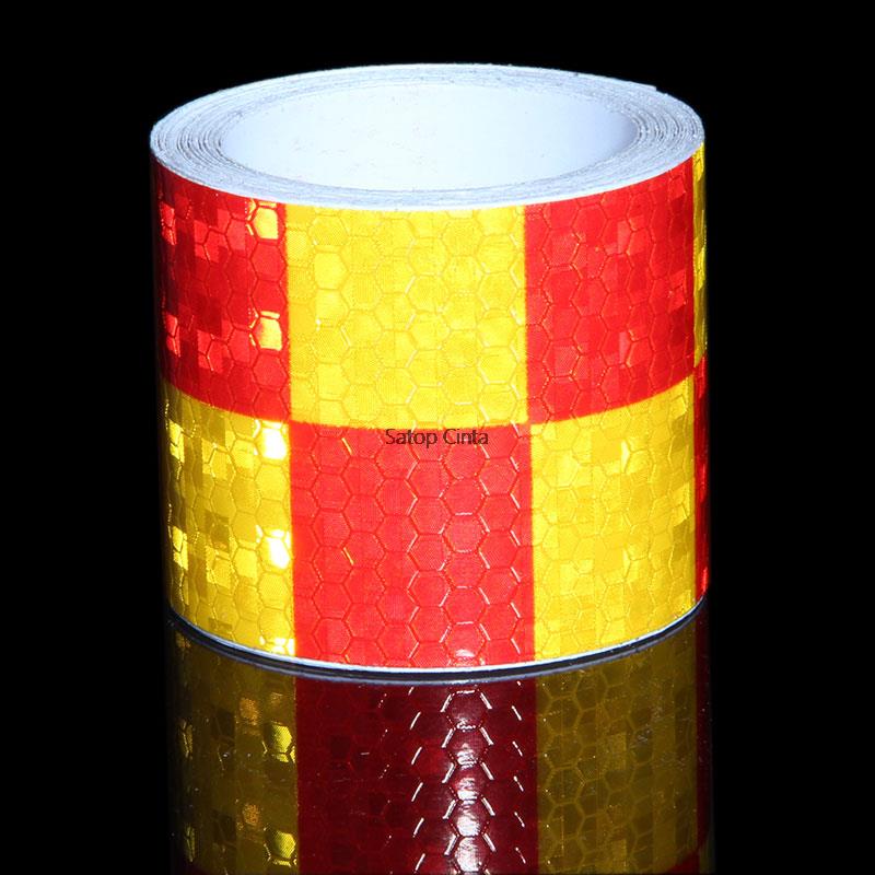 50mmx10m Shining Grid Reflective Warning Self-adhesive Waterprood High Reflection Red Yellow Black Fluorescent Stikcer For Truck