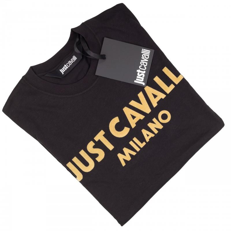 Just Cavalli Milano Men's T-shirt New Tonal Logo Black - Size: L