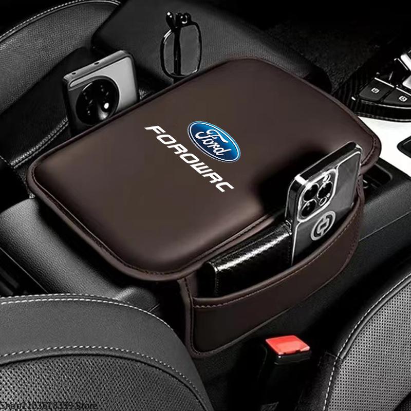 Car Armrest Pad Auto Armrest Mat Storage Bag Leather Interiors For Ford Focus Fiesta C-Max ST Mondeo Explorer Transit Kuga F150 rf22
