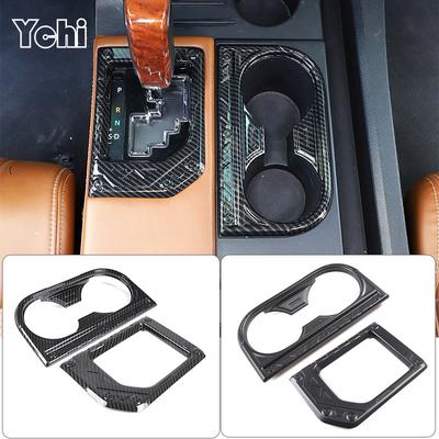 ABS Carbon Fiber For Toyota Tundra 2014-2026 Car Center Control Shift Panel Water Cup Decorative Frame Stickers Car Accessories