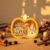 Halloween Wooden Lighted Pumpkin for Tabletop, Spooky Pumpkin Lantern Shadow Box for Halloween Party, Dinning, Coffee Table Decoration