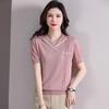 Mothers' Summer Loose Ice Silk Short Sleeve T-Shirt