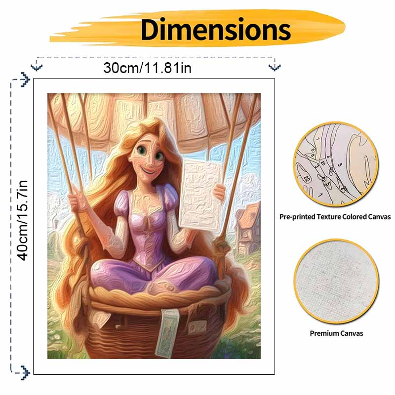 Disney Rapunzel oil painting art painting kit handmade diy gift home decoration wall decor princess balloon character canvas craft set 123