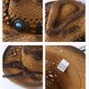 Beads Sunscreen Straw Hat Wide Brim Cowgirl Visor Cap Classic Summer Hat  Ladies