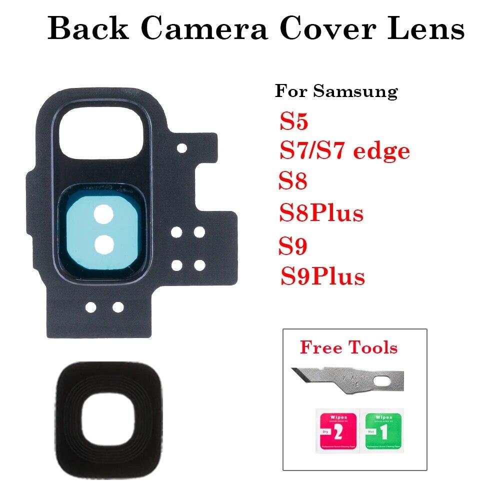 

1set Back Camera Glass Lens For Samsung Galaxy S5 S7 edge S8 S9 PLUS Camera Lens Frame Holder Replacement Parts