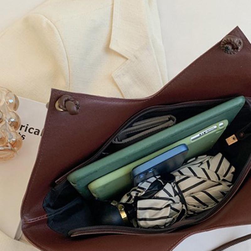 IELGY Универсальная модная матовая сумка через плечо большой емкости для женщин коричневый — фото 9