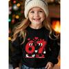 Unisex Kids White Crewneck Sweatshirt For 4-12 Girls Cartoon Number 6 And 7 Holding Hands Bow Red Heart Cute Character Print Soft Long Sleeve Pullover