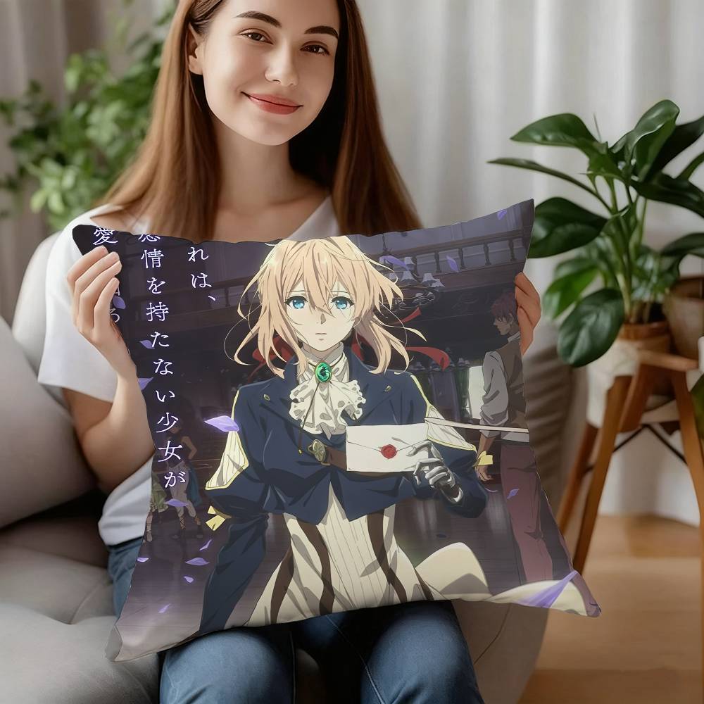 Anime Violet Evergarden Pillow Case Plush Fabric Soft Pillowcase Double Sided Print Cushion Cover Household Gifts