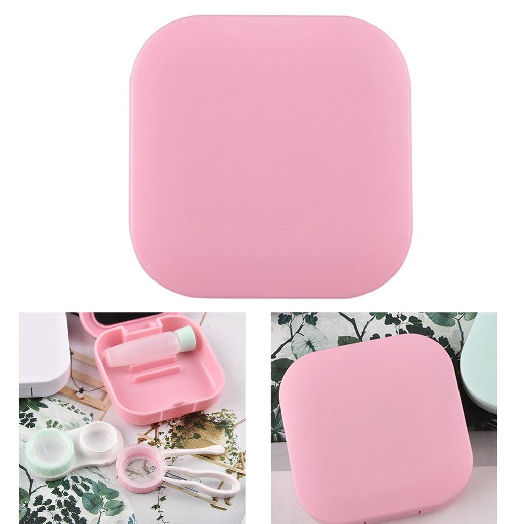 Contact Lens Box Plastic Leakage Proof Dustproof Portable Square Contact Lens Case Pink
