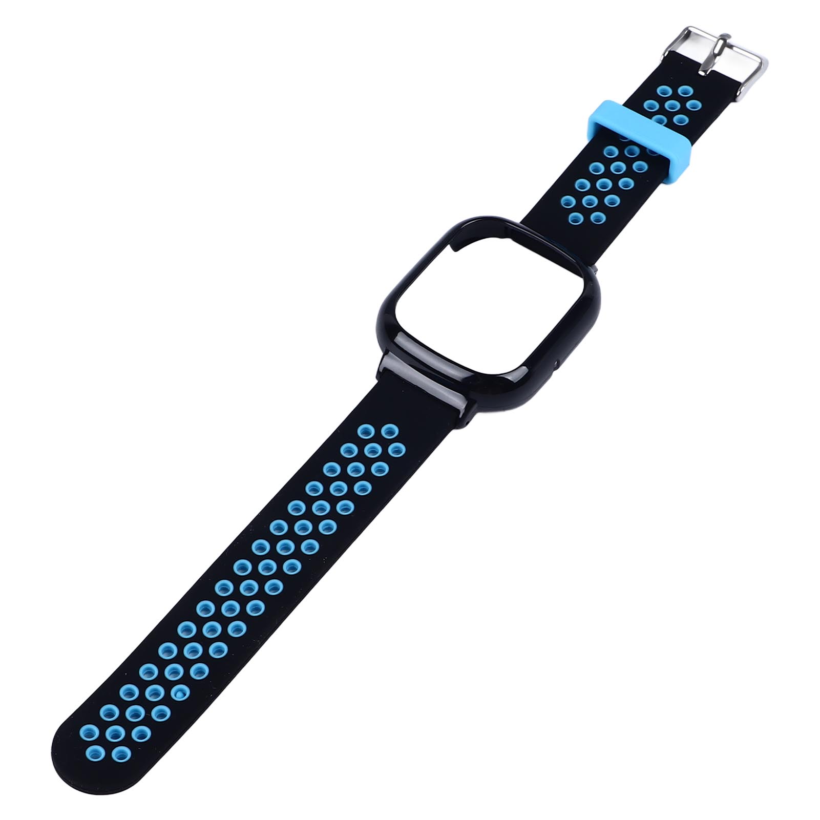 

Replacement Watch Band with Case for Honor Watch 4 Silicone PC Multi Holes Adjustable Protective Wristbands Cover Black Black Blue