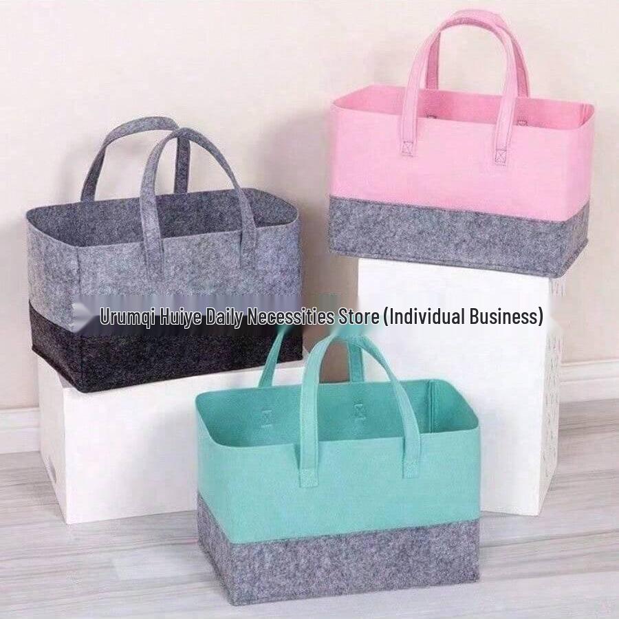 Large Capacity Open-Top Felt Shopping Bag, 38cm - Handheld Storage and Gift Bag розовый
