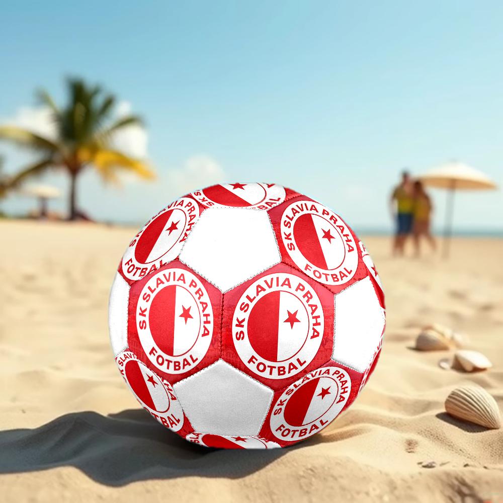 SK Slavia Praha Soccer Ball, Colorful, Suitable for All Ages, Machine-stitched, PVC Material, Competition Grade, Durable and High Bounce