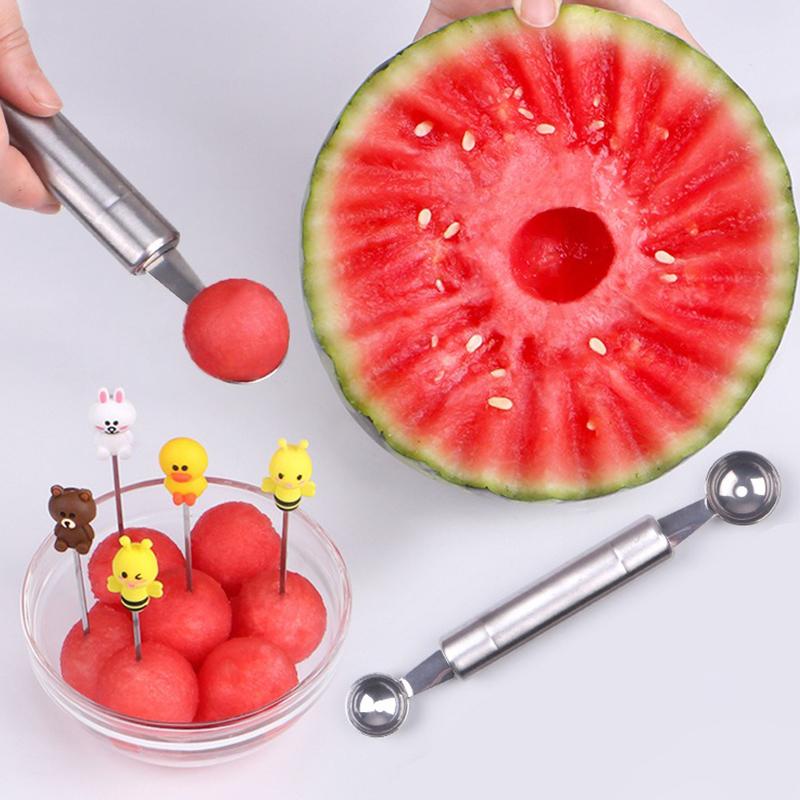 1PC Fruit Shaping Tool Stainless Steel Carving Ball Scooping Gadget Suitable for Watermelon Cantaloupe Reusable Kitchen Prop ZYF