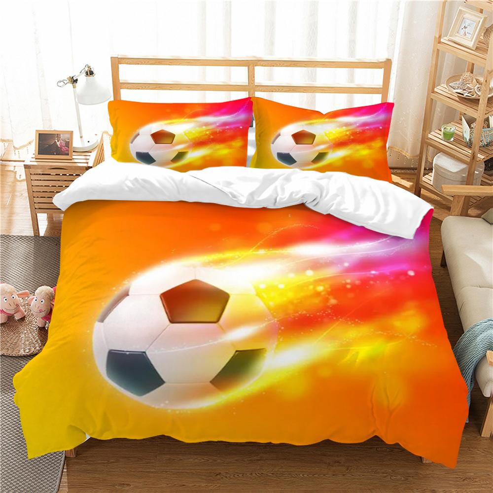 Fußball-Bettbezug-Set, Sport-Bettwäsche-Abdeckung, Queen- und King-Size-Betten, Mikrofaser, weiches Bett-Set für Teenager, Kinder und Erwachsene