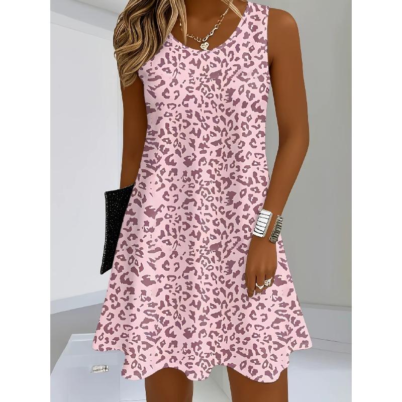 Large Size Women's Dress Summer 3D Printed O Neck Sleeveless Fashion Elegant Casual Comfortable Dresses