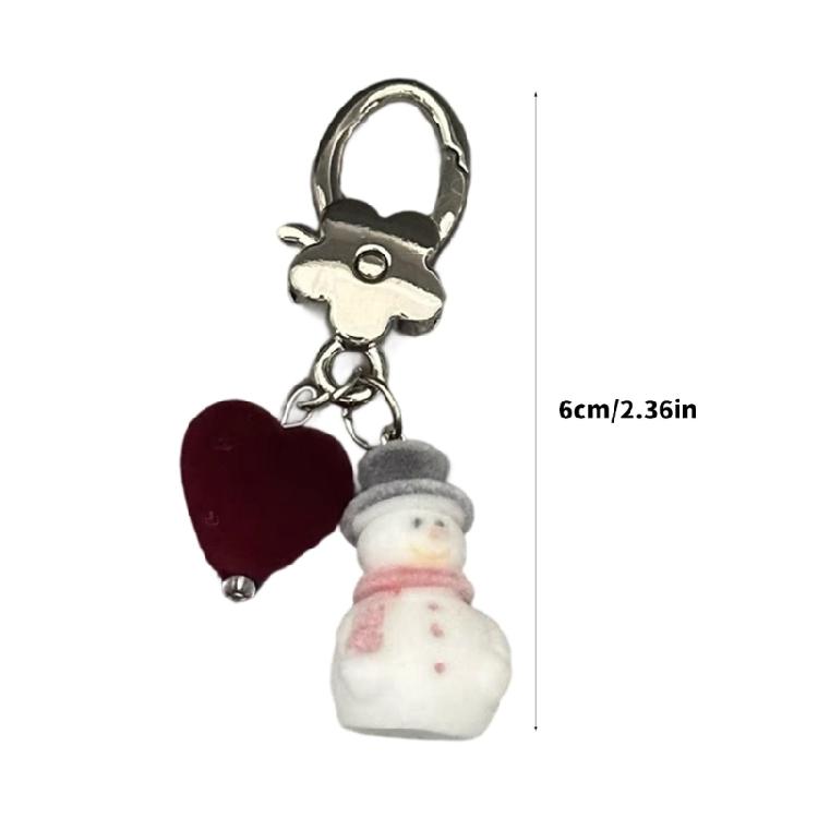 Festive Snowman Keychain Alloy Hook Plush Material Portable Winter Decors Ideal Christmas Gift Choice
