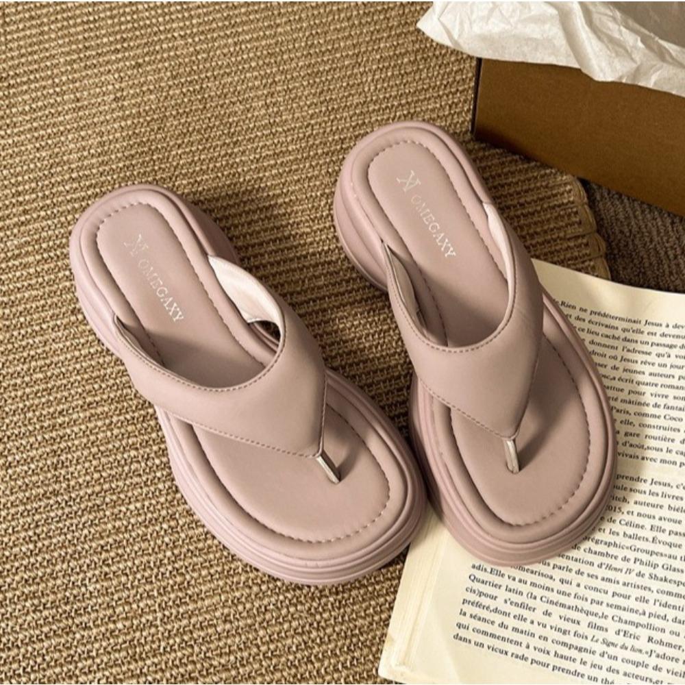 Fashion Thick-soled Slippers for Women Wear Non-slip Thick-soled Flip-flops Women's 2025 Summer New Versatile Beach Cool Slippers Womens