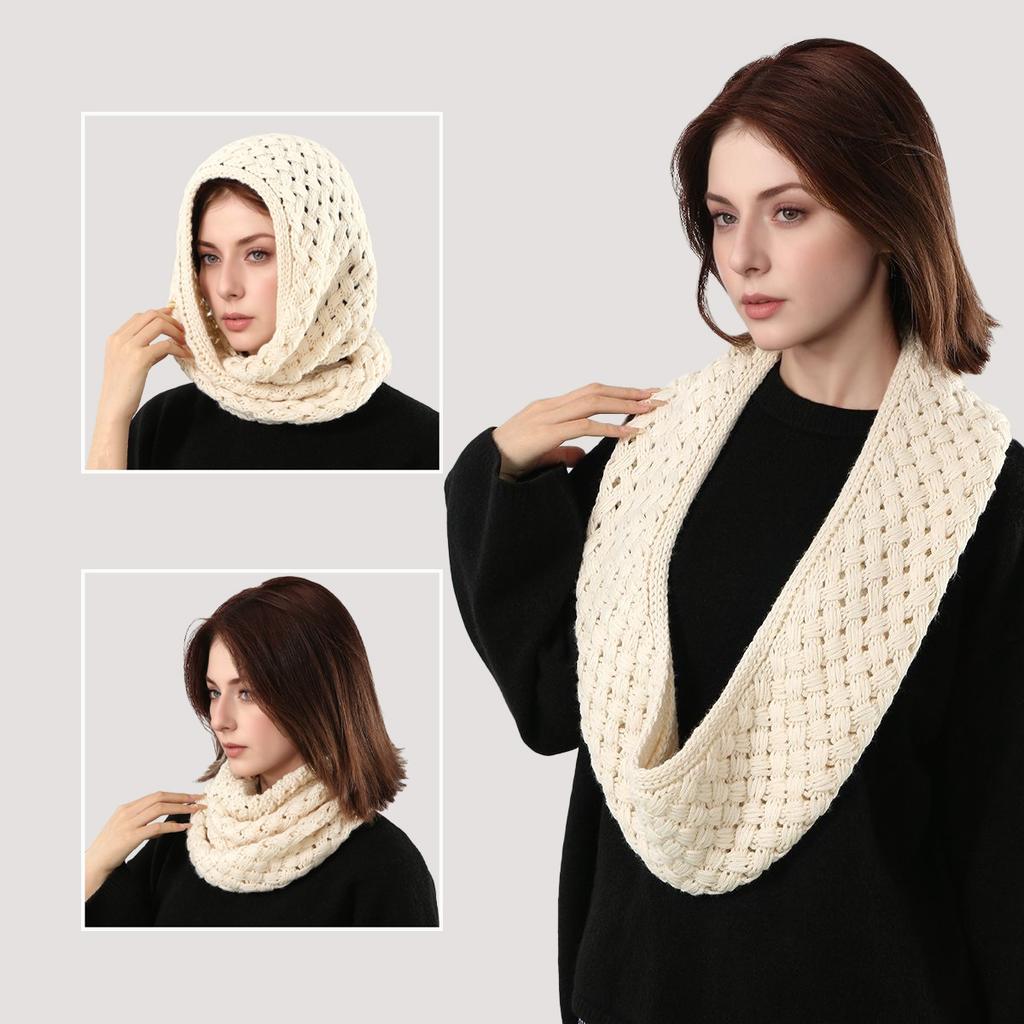Versatile Neck Warmer Soild Circle Loop Sccarf New Winter Knitted Ring Scarf Woman Men Thick Neckerchief Windproof Muffler Scarf