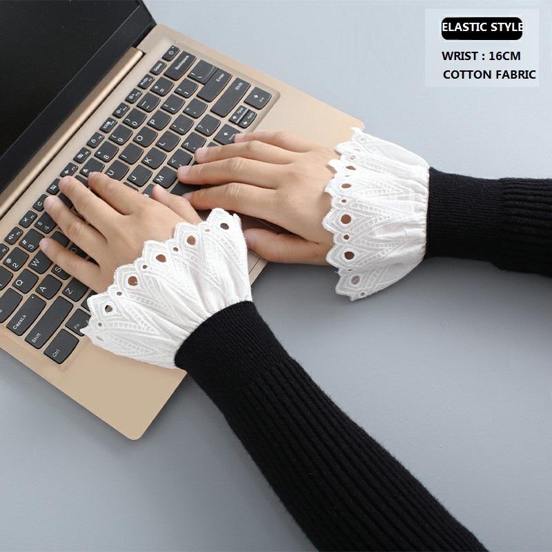 Hollow Out Embroidery Floral Lace Fake Sleeves For Sweater Wedding False Sleeve Cuffs Princess Wrist Warmers Sweater Decorative