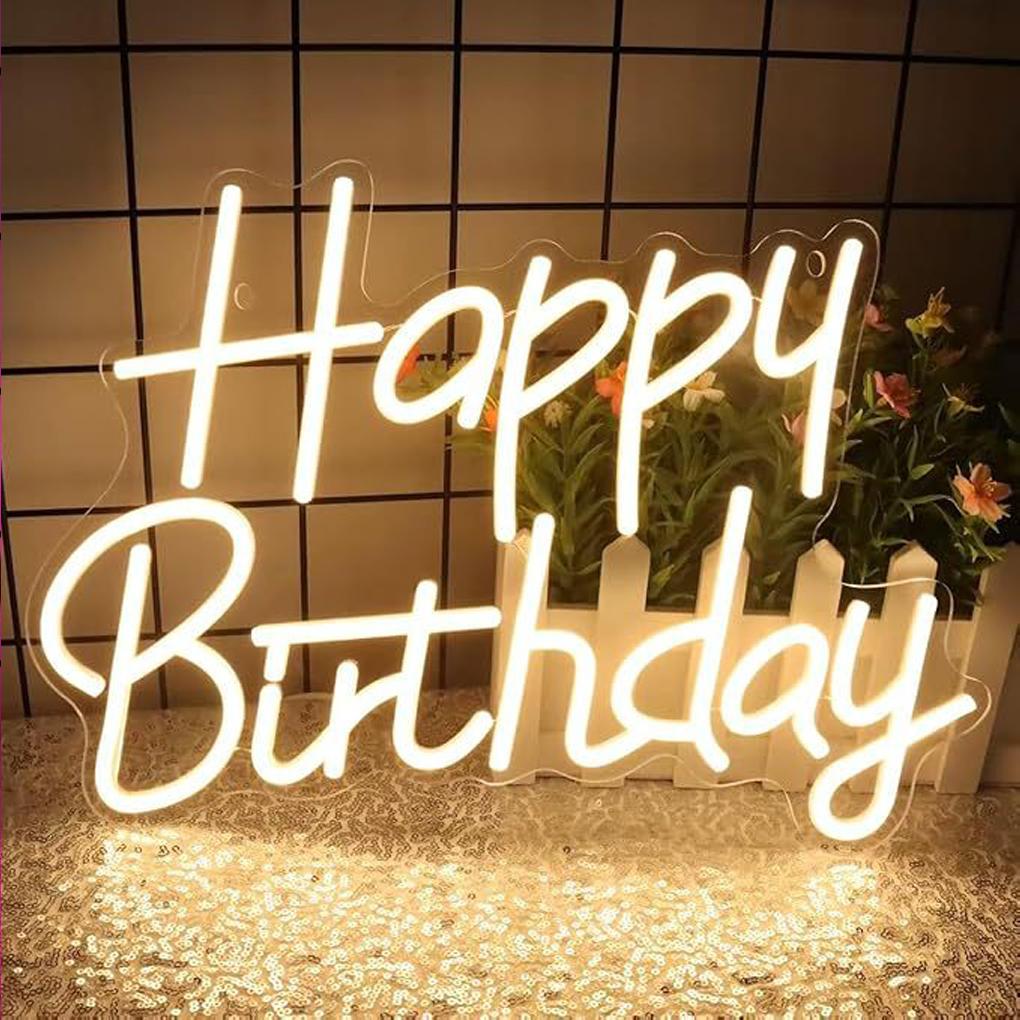 Happy Birthday Sign USB Powered Neon Reusable Genethliac Party cold to Clean Decoration - for Birthdays Parties