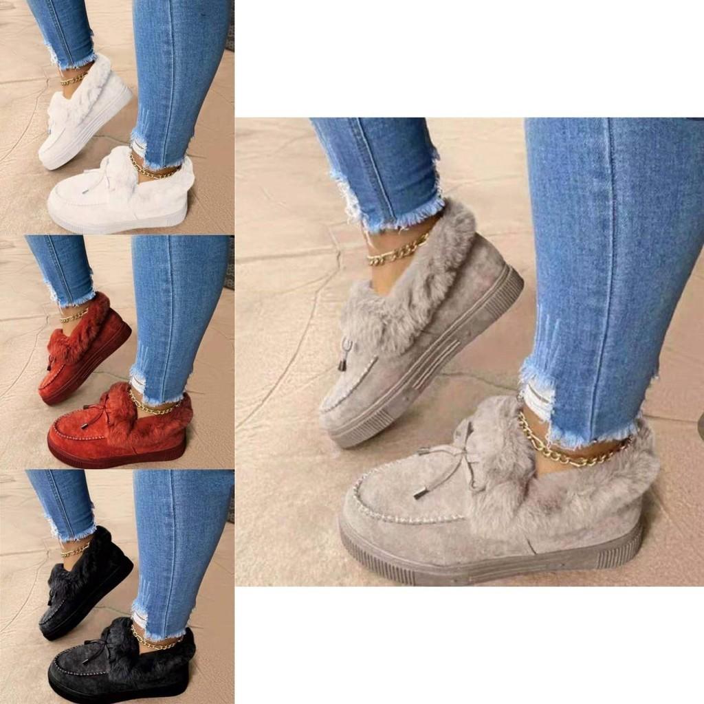 Cozy Plush Snow Shoes Women's Winter Thick Soled Round Head Slippers