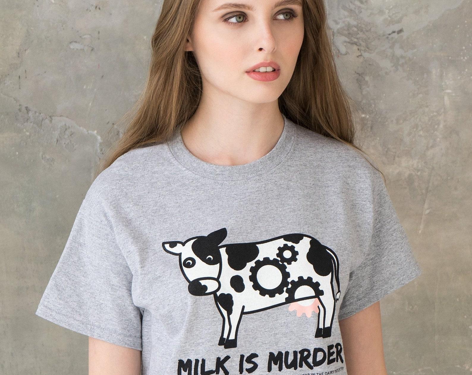 Vegan T-Shirt - Milk Is Murder, Animal Rights Activist Tee 3XL