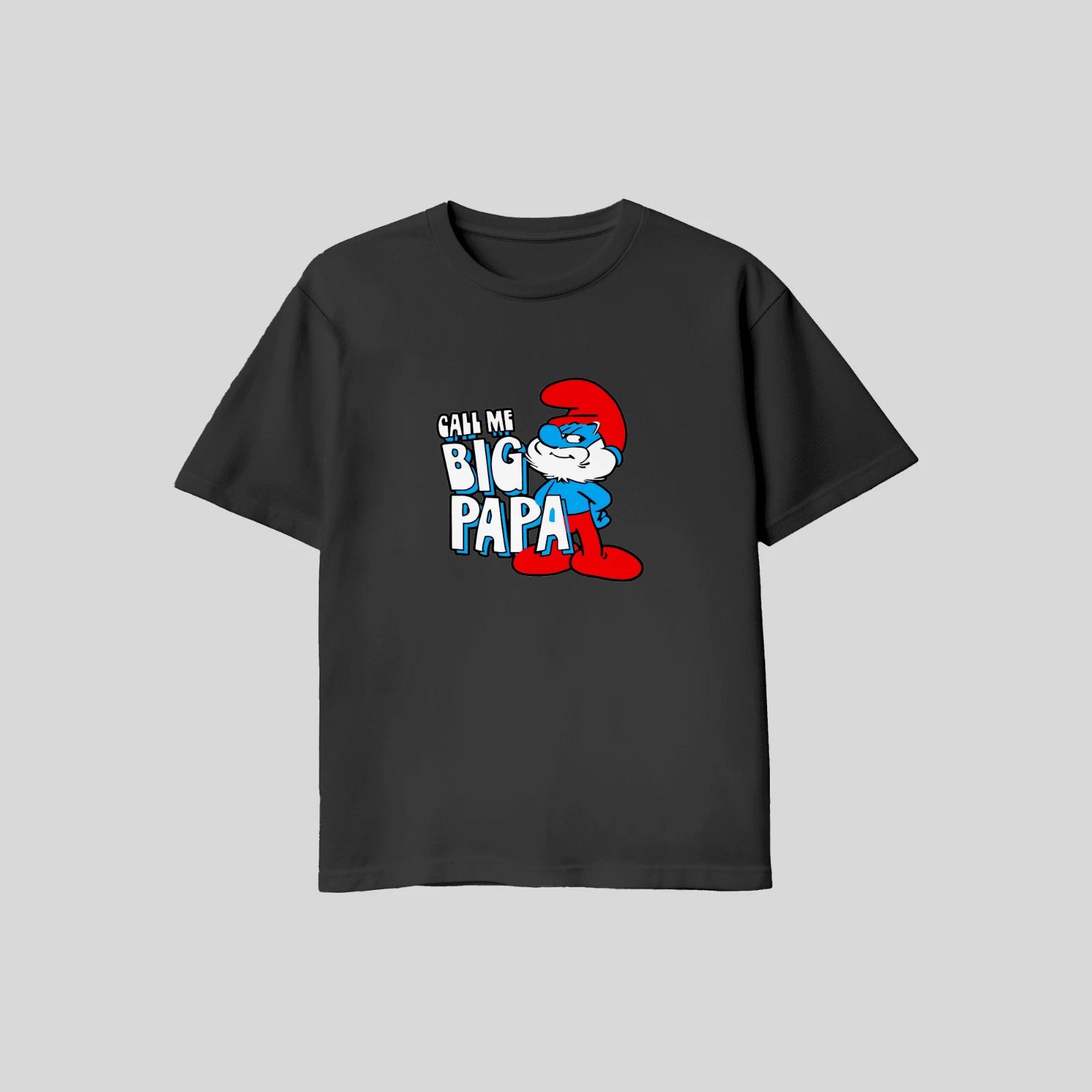 Unisex Adult Casual Graphic Big Papa Smurf Smurfs Meme T Shirt Gild... M