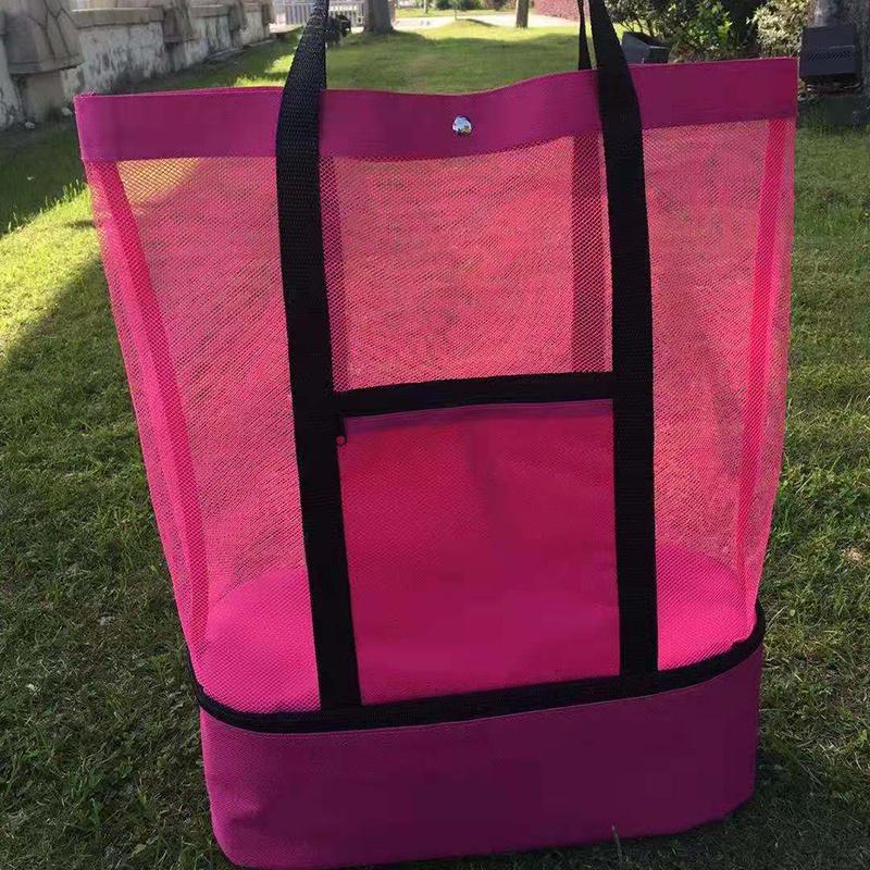 Wärmeerhaltung Picknick Strandtasche Frauen Mesh Transparent Doppelschicht Schwimmen Lagerung Hohe Kapazität Einkaufen Wasserdichte Taschen Tote