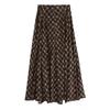 Korean Style Retro Plaid Long Swing Skirt - Women's High Waist, Lightweight, Drapey Midi Skirt