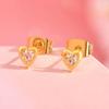 Cute Micro Cubic Zircon Heart Shape Stud Earrings For Women Girls Stainless Steel Butterfly Earring Ear Piercing Jewelry Gift