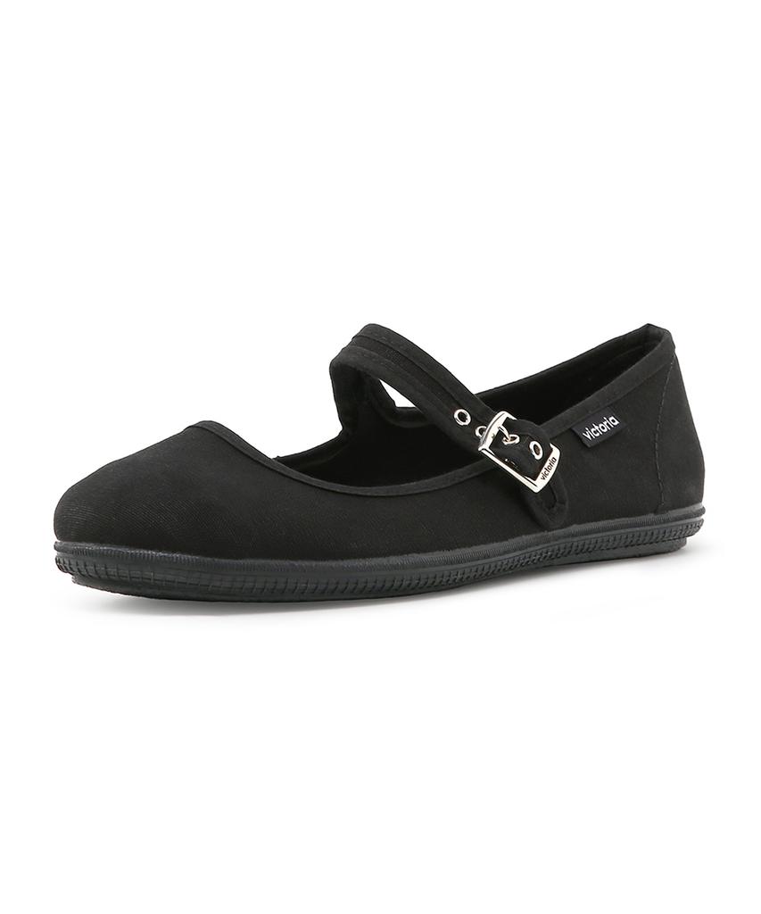 Victoria Shoes Cotton Mary Jane (1049929-Negro)