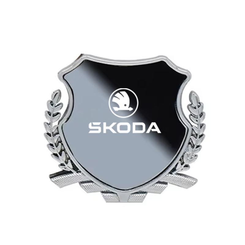 AER1 Metal Car Sticker Emblem Exterior Bodywork For Skoda Octavia Kodiaq Fabia Superb Karoq Yeti Rapid Vrs Accessories Key Case