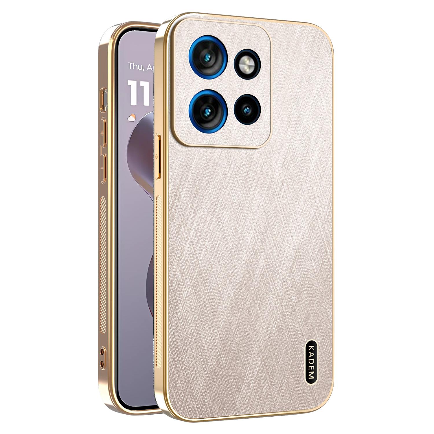 

KADEM Чохол для Motorola Edge 50 Neo 5G/Moto S50 5G Гальванічне покриття Шовкова текстура PU+TPU Задня кришка для телефону Gold