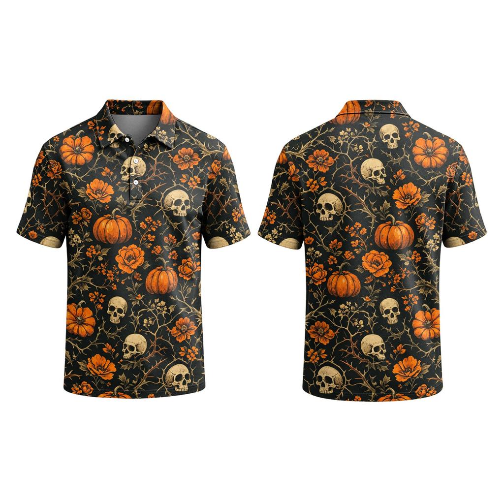Men's Halloween Printed Short Sleeve Shirt for Party and Daily Wear