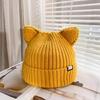 Kawaii for Cat Ears Hats Cute Cap Solid Color Hat Wool Knit Hat Earprotect All-m
