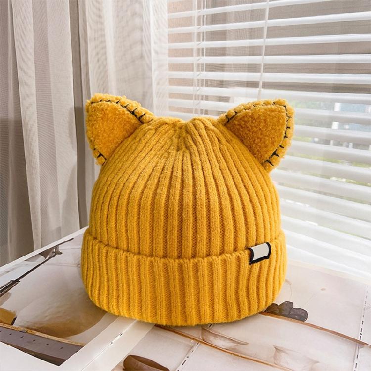 Kawaii for Cat Ears Hats Cute Cap Solid Color Hat Wool Knit Hat Earprotect All-m