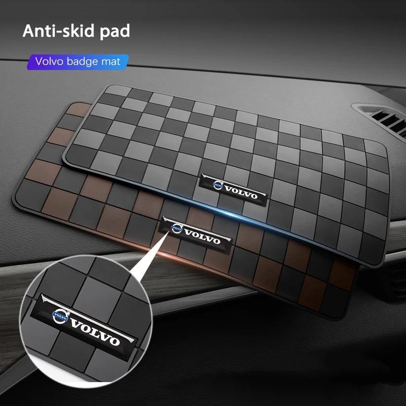 Checkerboard Car Dashboard Mat for Volvo XC60 XC90 S60 S90 V60 V90 XC40 Ornament Anti-slip Pad Car Interior Accessories HQ8