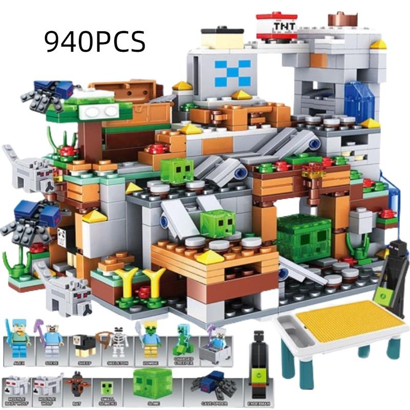 Мой Мир Совместимые Лего Строительные Блоки Детская Развивающая Сборная Игрушка Город Теней Пещера Лавы Материал АБС-пластик 940PCS