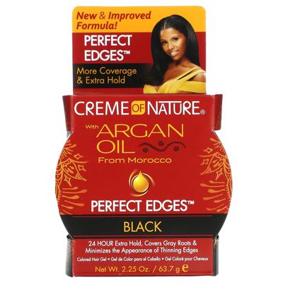 Moroccan Argan Oil, Perfect Edges, Colored Hair Gel, Black, 63.7g (2.25oz)